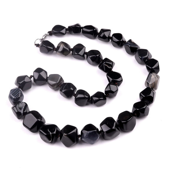 Natural Crystal Agate Jade Irregular Polished Necklace