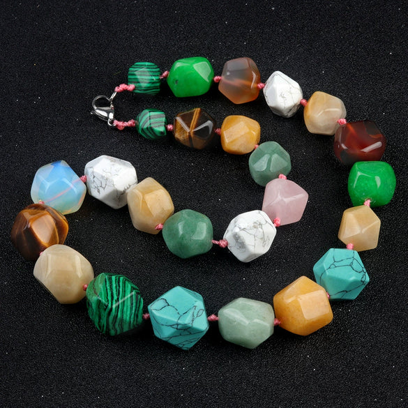 Natural Crystal Agate Jade Irregular Polished Necklace