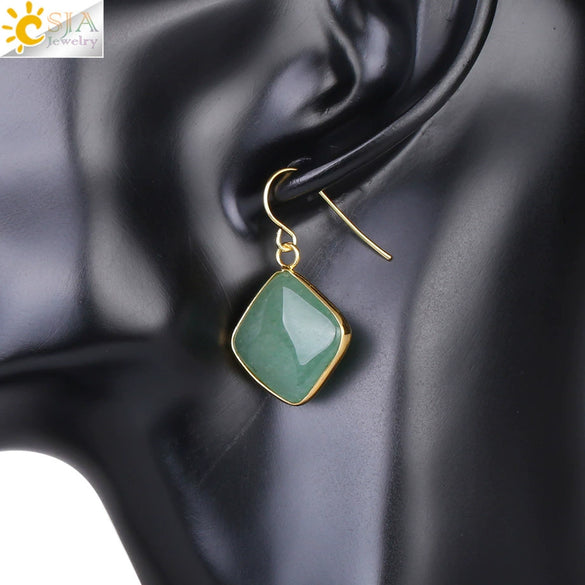 Natural Crystal Amethyst Geometric Earrings For Women With Electroplated Creative Style
