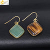 Natural Crystal Amethyst Geometric Earrings For Women With Electroplated Creative Style