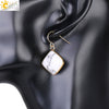 Natural Crystal Amethyst Geometric Earrings For Women With Electroplated Creative Style