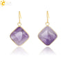 Natural Crystal Amethyst Geometric Earrings For Women With Electroplated Creative Style