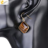 Natural Crystal Amethyst Geometric Earrings For Women With Electroplated Creative Style