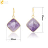 Natural Crystal Amethyst Geometric Earrings For Women With Electroplated Creative Style