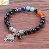 Natural Crystal And Black Onyx Beaded Bracelet With Tree Charm Minimalist Colorful Stone Yoga Bracelet For Women And Unisex Wear