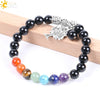 Natural Crystal And Black Onyx Beaded Bracelet With Tree Charm Minimalist Colorful Stone Yoga Bracelet For Women And Unisex Wear