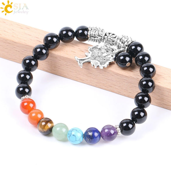 Natural Crystal And Black Onyx Beaded Bracelet With Tree Charm Minimalist Colorful Stone Yoga Bracelet For Women And Unisex Wear