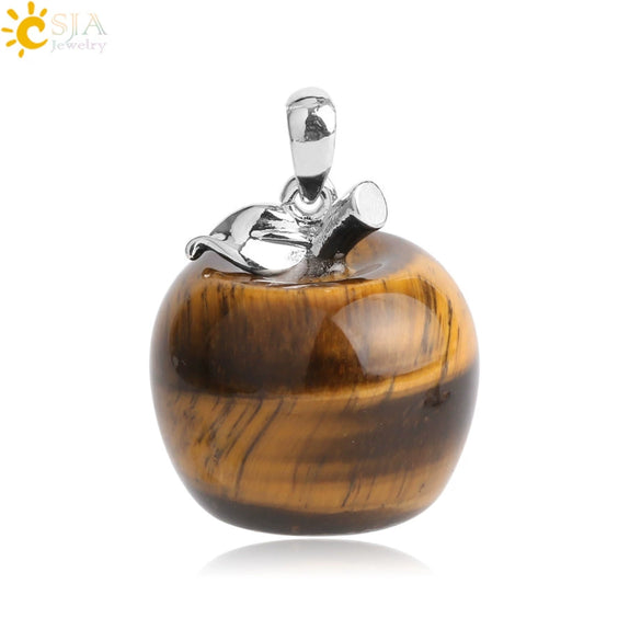 Natural Crystal Apple Pendant Alloy Necklace Women's Fashion Jewelry With Polishing Treatment