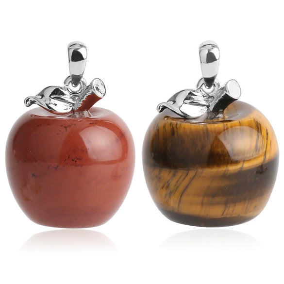 Natural Crystal Apple Pendant Alloy Necklace Women's Fashion Jewelry With Polishing Treatment