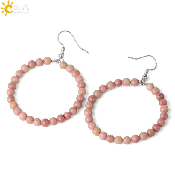 Natural Crystal Beaded Amethyst Earrings Personality Fashion Small Ring Drop Earrings