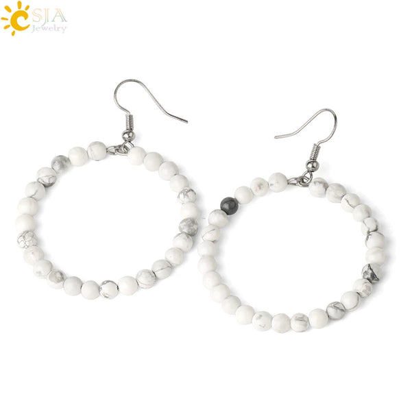 Natural Crystal Beaded Amethyst Earrings Personality Fashion Small Ring Drop Earrings