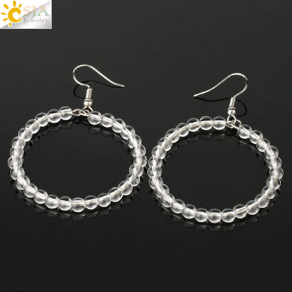 Natural Crystal Beaded Amethyst Earrings Personality Fashion Small Ring Drop Earrings