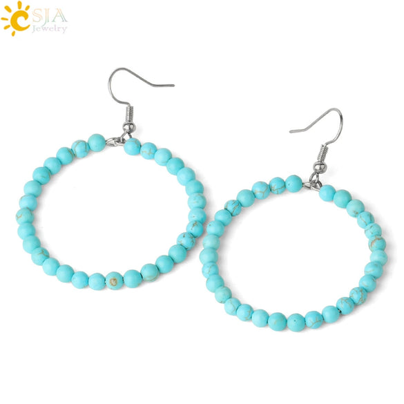 Natural Crystal Beaded Amethyst Earrings Personality Fashion Small Ring Drop Earrings