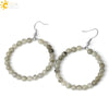 Natural Crystal Beaded Amethyst Earrings Personality Fashion Small Ring Drop Earrings