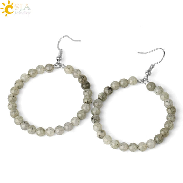 Natural Crystal Beaded Amethyst Earrings Personality Fashion Small Ring Drop Earrings