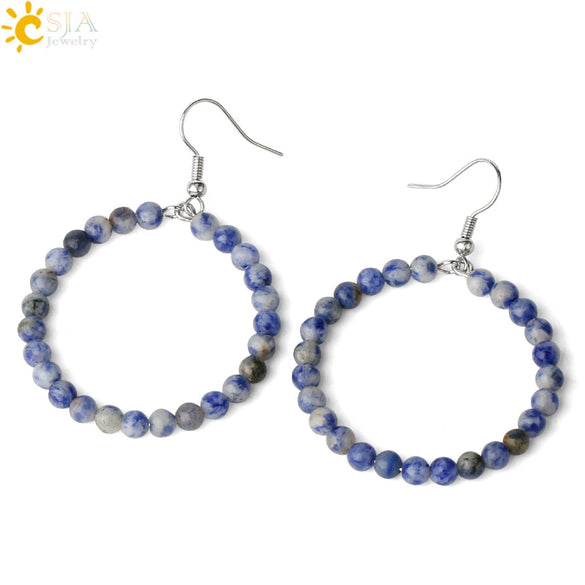 Natural Crystal Beaded Amethyst Earrings Personality Fashion Small Ring Drop Earrings