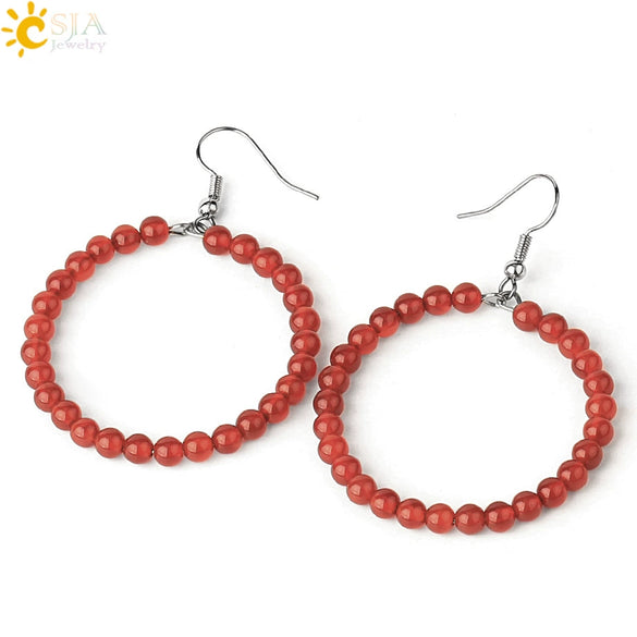 Natural Crystal Beaded Amethyst Earrings Personality Fashion Small Ring Drop Earrings