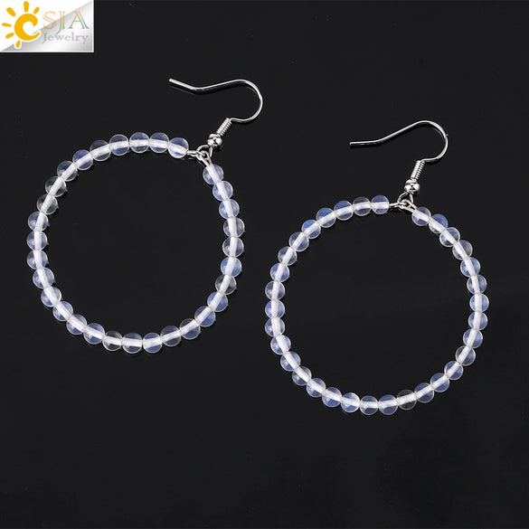 Natural Crystal Beaded Amethyst Earrings Personality Fashion Small Ring Drop Earrings