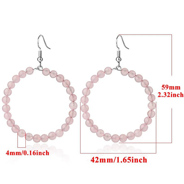 Natural Crystal Beaded Amethyst Earrings Personality Fashion Small Ring Drop Earrings