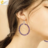 Natural Crystal Beaded Amethyst Earrings Personality Fashion Small Ring Drop Earrings