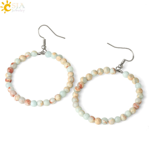 Natural Crystal Beaded Amethyst Earrings Personality Fashion Small Ring Drop Earrings