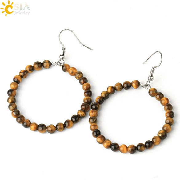 Natural Crystal Beaded Amethyst Earrings Personality Fashion Small Ring Drop Earrings