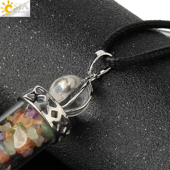 Natural Crystal Bottle Pendant Necklace Electroplated Personality Style Unisex Jewelry