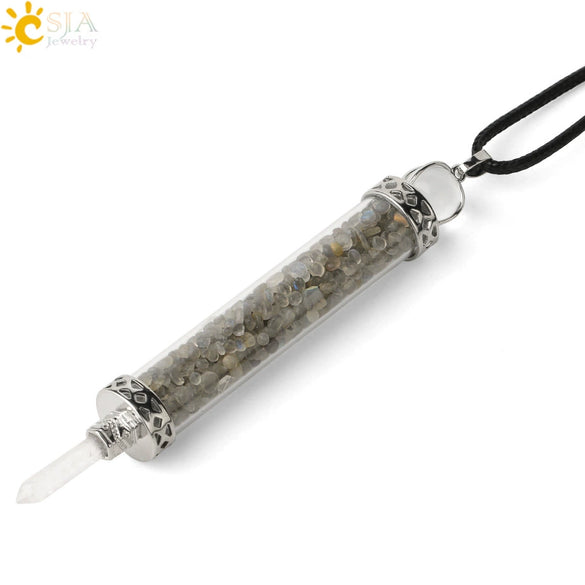 Natural Crystal Bottle Pendant Necklace Electroplated Personality Style Unisex Jewelry