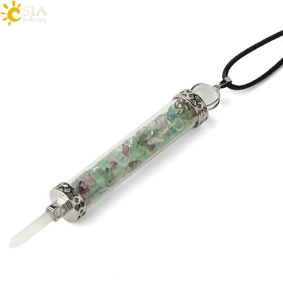 Natural Crystal Bottle Pendant Necklace Electroplated Personality Style Unisex Jewelry