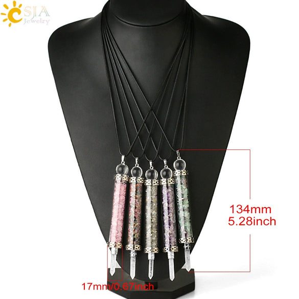 Natural Crystal Bottle Pendant Necklace Electroplated Personality Style Unisex Jewelry