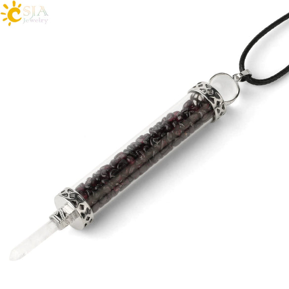 Natural Crystal Bottle Pendant Necklace Electroplated Personality Style Unisex Jewelry