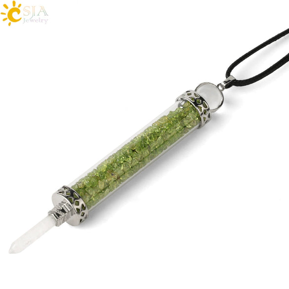 Natural Crystal Bottle Pendant Necklace Electroplated Personality Style Unisex Jewelry