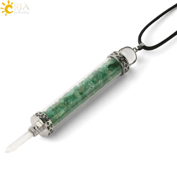 Natural Crystal Bottle Pendant Necklace Electroplated Personality Style Unisex Jewelry