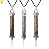 Natural Crystal Bottle Pendant Necklace Electroplated Personality Style Unisex Jewelry