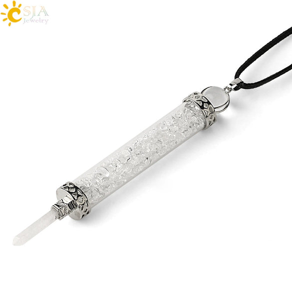 Natural Crystal Bottle Pendant Necklace Electroplated Personality Style Unisex Jewelry