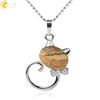 Natural Crystal Cat Pendant Necklace With Ball Chain Electroplated Animal Zodiac Semi Precious Stone Jewelry For Unisex
