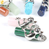 Natural Crystal Frog Pendant Necklace Minimalist Animal Zodiac Jewelry With Cute Frog Holding Crystal Column