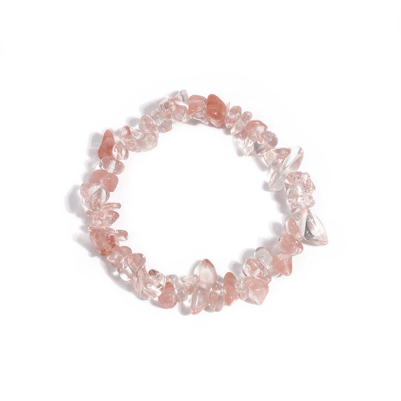 Natural Crystal Gravel Stretch Bracelet For Women And Unisex With Irregular Stone Look And Geometric Style