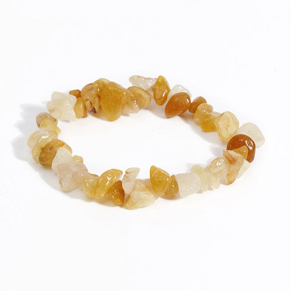 Natural Crystal Gravel Stretch Bracelet For Women And Unisex With Irregular Stone Look And Geometric Style