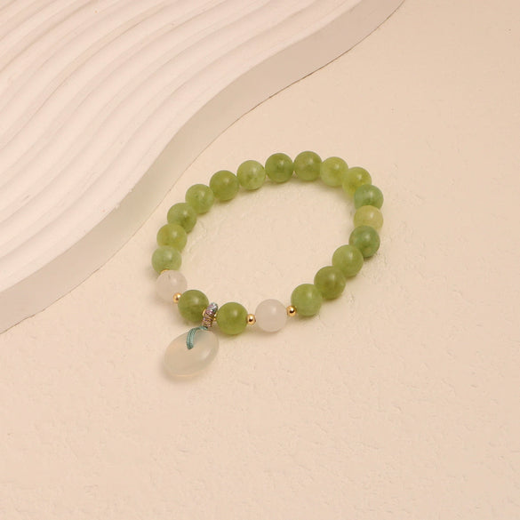 Natural Crystal Hand Knitted Bracelet With Freshwater Pearl And Ping An Buckle