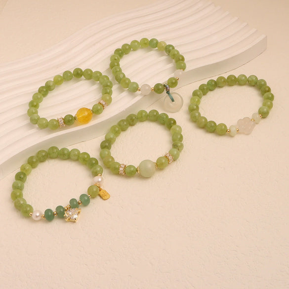 Natural Crystal Hand Knitted Bracelet With Freshwater Pearl And Ping An Buckle