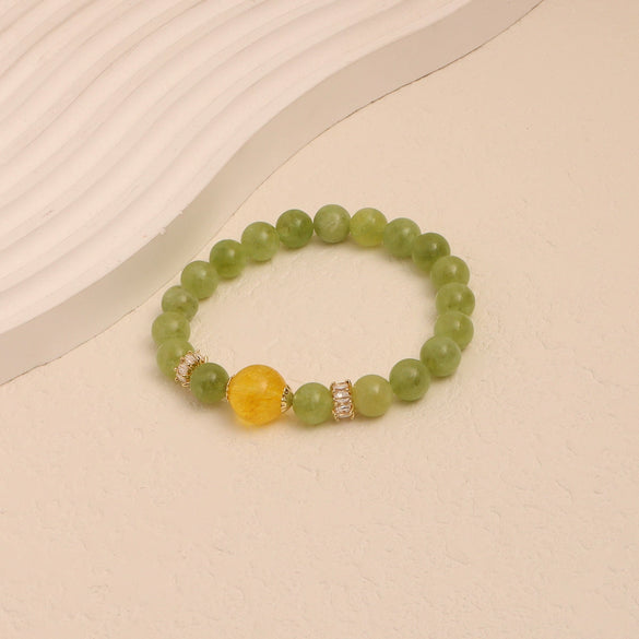 Natural Crystal Hand Knitted Bracelet With Freshwater Pearl And Ping An Buckle