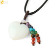 Natural Crystal Heart Pendant Necklace With Short Tassel Polished Colorful Semi Precious Stone Jewelry