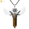 Natural Crystal Hollow Star Pendant Necklace With Rhombus Hexagonal Column Stone On Wax Rope Chain For Women