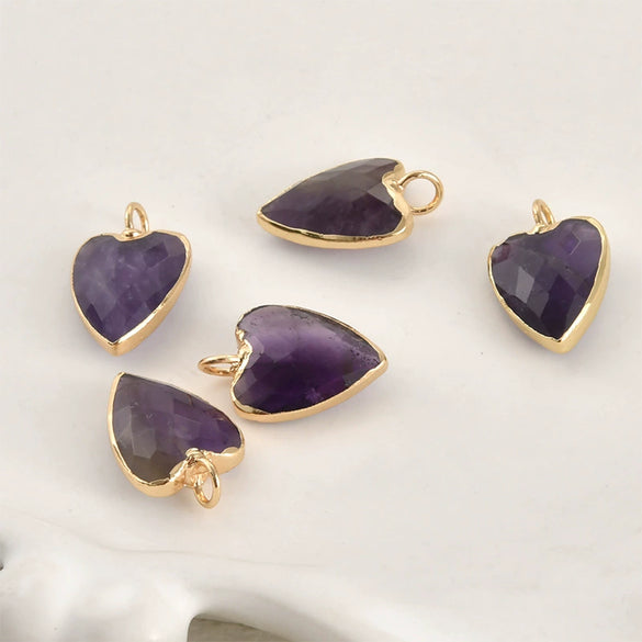 Natural Crystal Jade Minimalist Love Pendant Goldplated Edge Diy Handmade Accessories For Bracelet Necklace Earrings