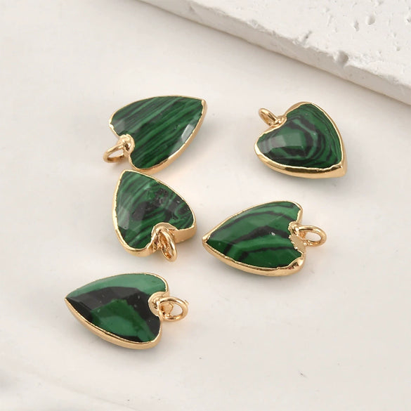 Natural Crystal Jade Minimalist Love Pendant Goldplated Edge Diy Handmade Accessories For Bracelet Necklace Earrings
