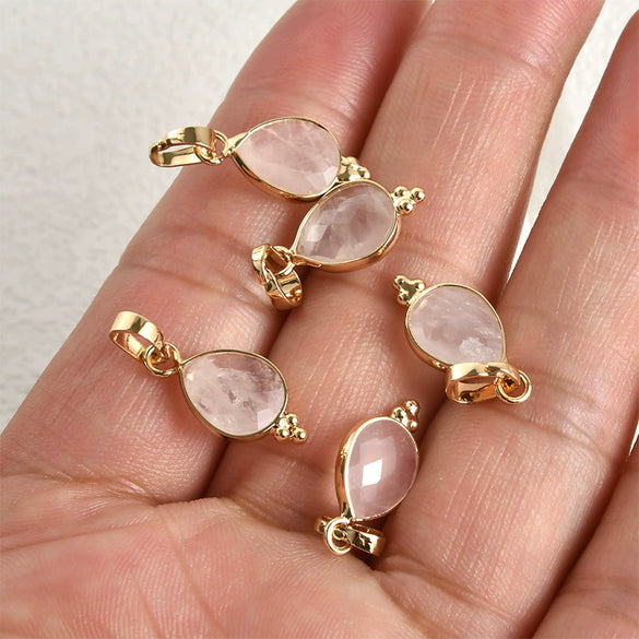 Natural Crystal Jade Water Drops Copper Gold Plated Diy Handmade Jewelry Accessories Material