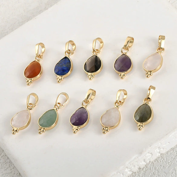 Natural Crystal Jade Water Drops Copper Gold Plated Diy Handmade Jewelry Accessories Material