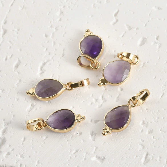 Natural Crystal Jade Water Drops Copper Gold Plated Diy Handmade Jewelry Accessories Material