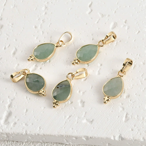 Natural Crystal Jade Water Drops Copper Gold Plated Diy Handmade Jewelry Accessories Material